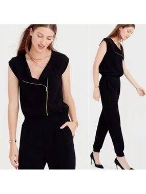 J. Crew Black Jumpsuit with Gold Front Zip